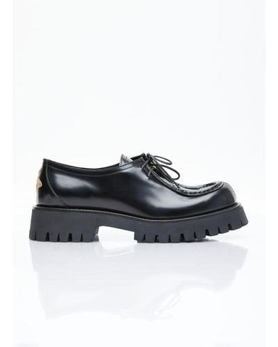 Gucci Bee Leather Lace-up Shoes - Black