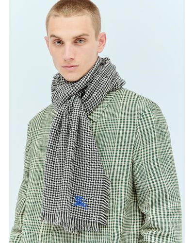 Burberry Houndstooth Wool Silk Scarf - Green