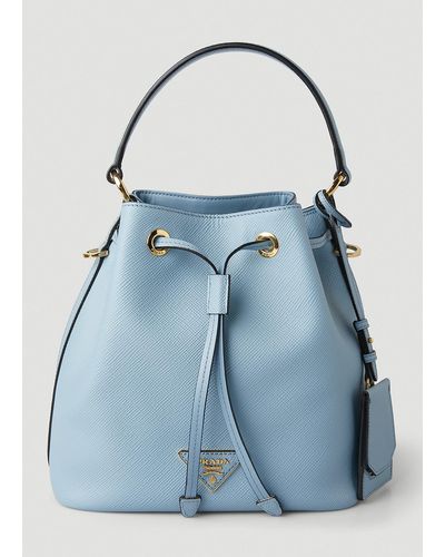 Prada Saffiano Leather Bucket Bag - Blue