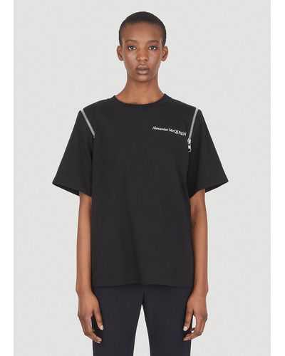 Alexander McQueen Zip Shoulder T-shirt - Black