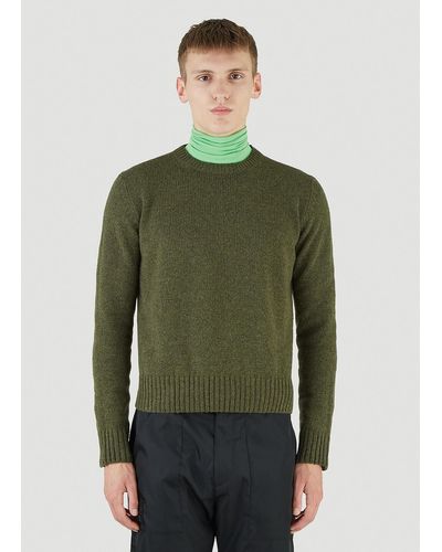 Prada Crewneck Wool-knit Sweater - Green