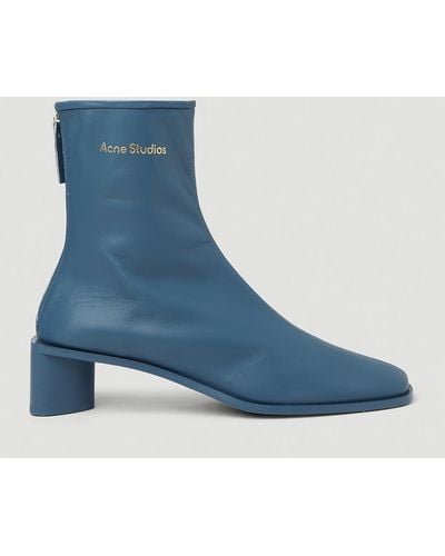 Acne Studios Logo Print Ankle Boots - Blue