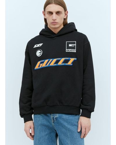 Gucci Logo Applique Hooded Sweatshirt - Black