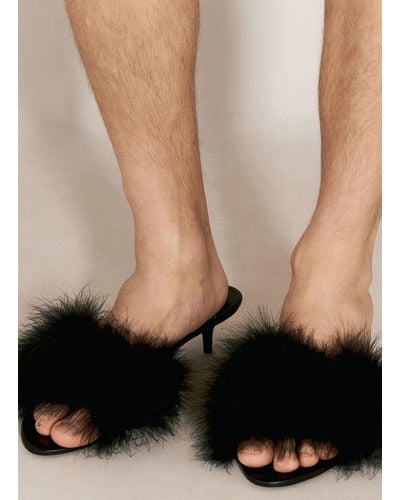 Balenciaga Boudoir Feather-trimmed Heels - Black