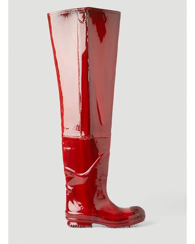 Maison Margiela Varnished Thigh High Boots - Red