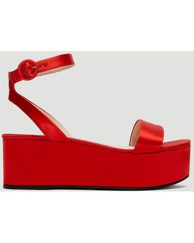 Prada Satin Platform Sandals - Red