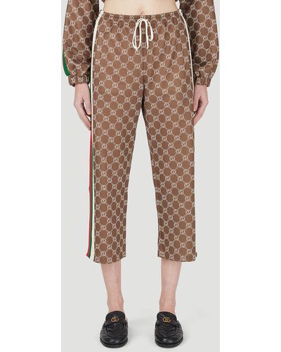Gucci Interlocking G Cropped Track Trousers - Natural