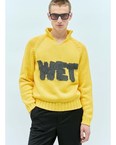 ERL Wet Intarsia Knit Jumper - Yellow