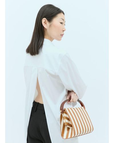 Dries Van Noten Striped Leather Handbag - White