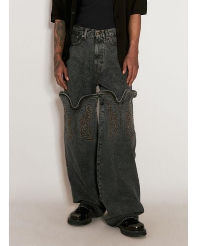 Y. Project Evergreen Maxi Cowboy Cuff Jeans - Black