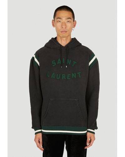 Saint Laurent Embroidered Logo Hooded Sweatshirt - Black