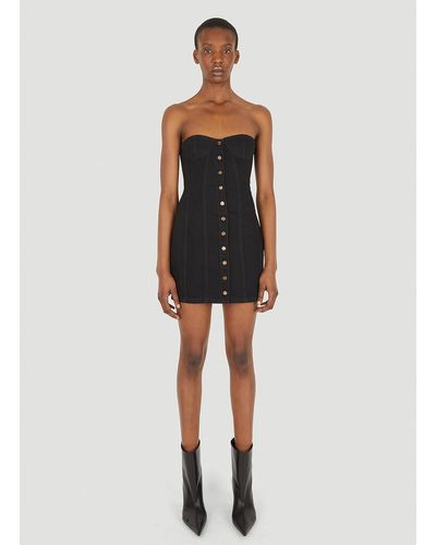 Saint Laurent Strapless Denim Mini Dress - Black