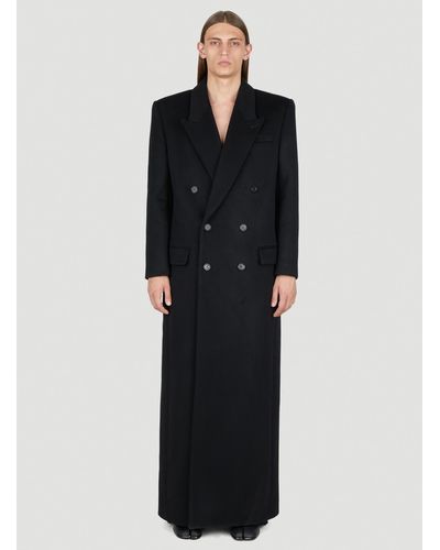 Saint Laurent Extra Long Wool Coat - Black