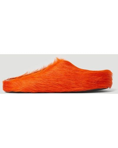 Marni Fussbett Sabot Hairy Mules - Orange