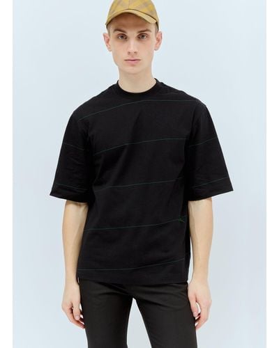 Burberry Striped Cotton T-shirt - Black