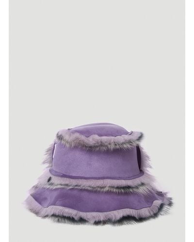 Acne Studios Shearling Bucket Hat - Purple