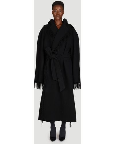 Balenciaga Fringe Coat - Black