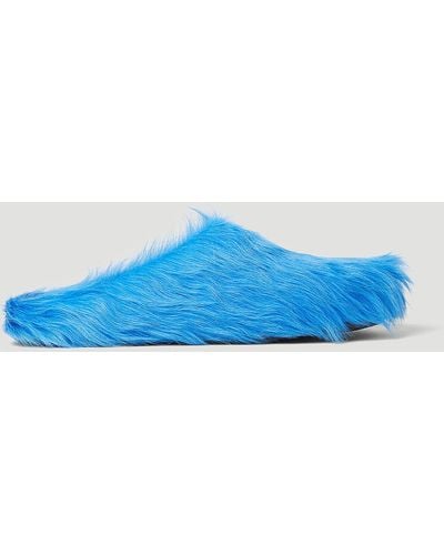 Marni Fussbett Sabot Hairy Mules - Blue