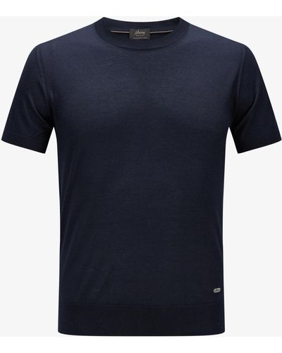 Brioni Cashmere-Seiden-Shirt - Blau