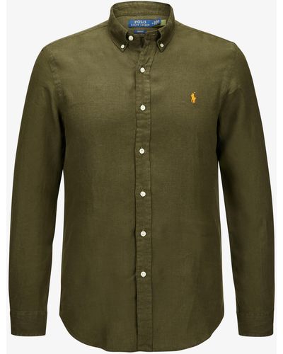 Polo Ralph Lauren Leinenhemd Slim Fit - Grün