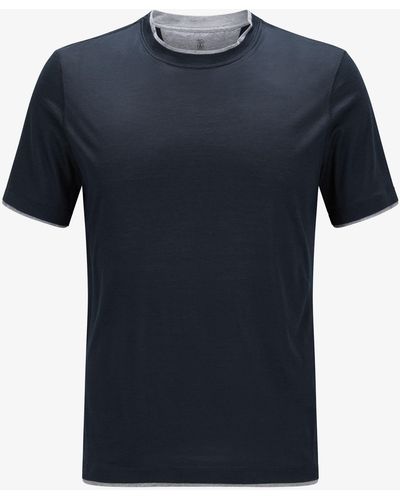 Brunello Cucinelli T-Shirt aus Seide - Blau