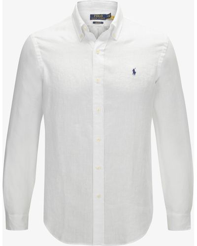 Polo Ralph Lauren Leinenhemd Custom Fit - Weiß