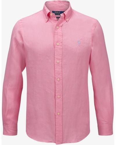 Polo Ralph Lauren Leinenhemd Custom Fit - Pink