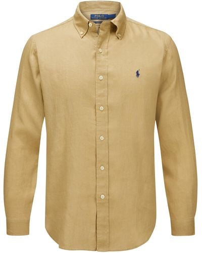 Polo Ralph Lauren Leinenhemd Custom Fit - Natur