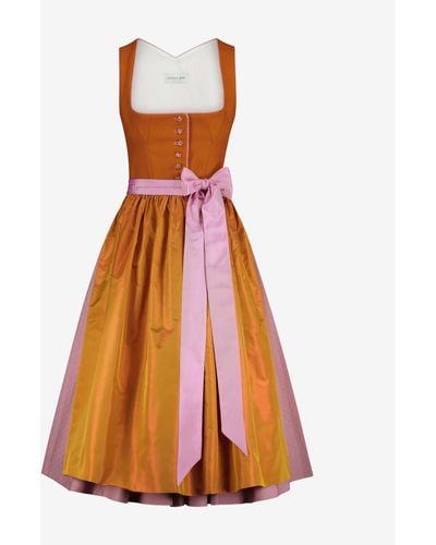 Susanne Spatt Midi-Dirndl mit Seidenschürze - Orange