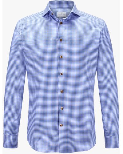 Emanuel Berg Trachtenhemd Modern Fit - Blau