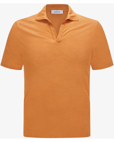 Gran Sasso Leinen-Polo-Shirt - Orange