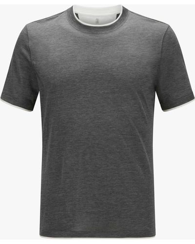 Brunello Cucinelli T-Shirt aus Seide - Grau