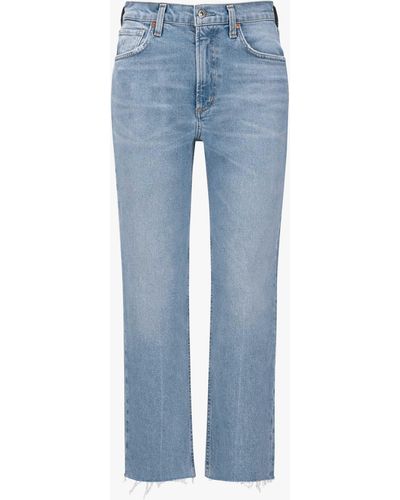 Citizens of Humanity Daphne 7/8-Jeans High Rise Stovepipe Crop - Blau