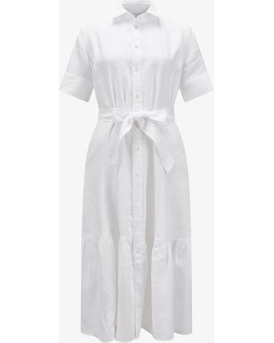 Polo Ralph Lauren Leinen-Hemdblusenkleid - Weiß