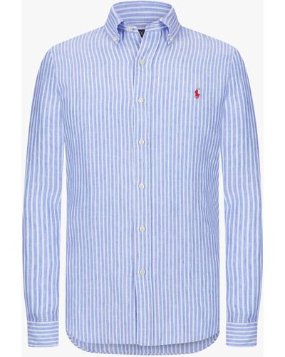 Polo Ralph Lauren Leinenhemd Custom Fit - Blau