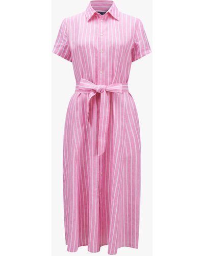 Polo Ralph Lauren Leinen-Hemdblusenkleid - Pink