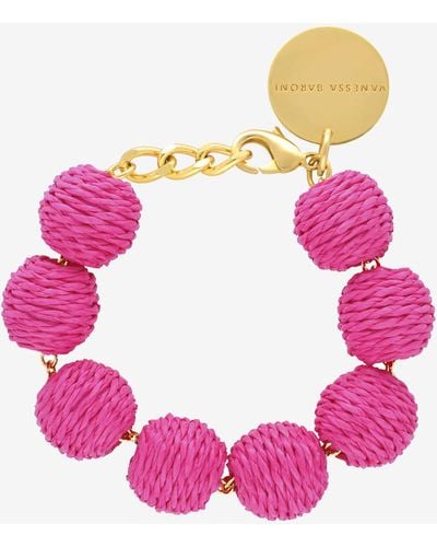 Vanessa Baroni Raffia Beads Armband - Pink
