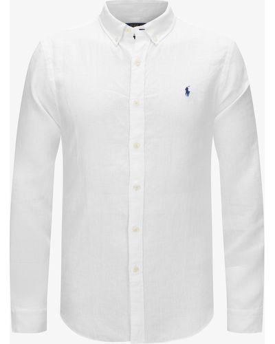 Polo Ralph Lauren Leinenhemd Slim Fit - Weiß