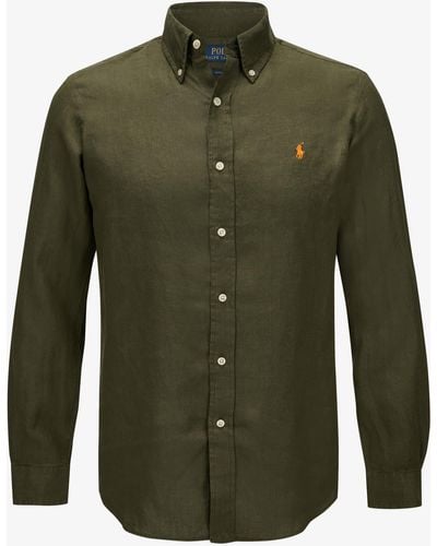 Polo Ralph Lauren Leinenhemd Custom Fit - Grün
