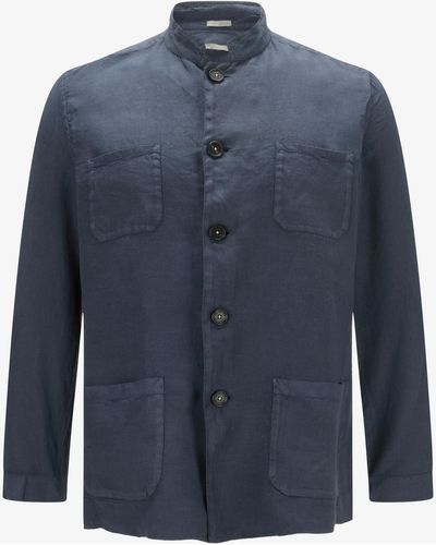 Massimo Alba Cina Leinen-Shirtjacket - Blau