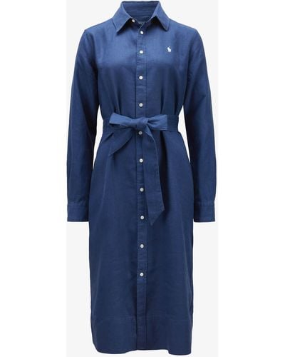 Polo Ralph Lauren Leinen-Hemdblusenkleid - Blau