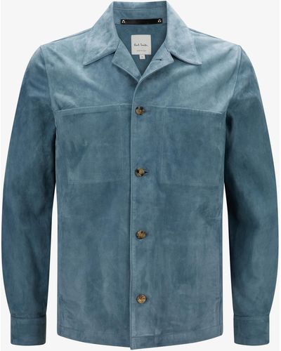 Paul Smith Leder-Shirtjacket - Blau
