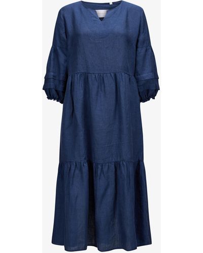 Robert Friedman Gloria Leinen-Midikleid - Blau