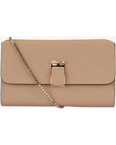 Valextra Nolo Wallet on Chain Clutch - Natur