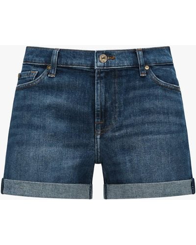 7 For All Mankind Mid Roll Jeansshorts - Blau