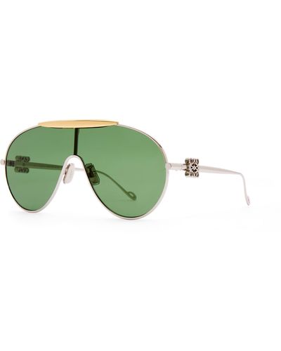 Loewe Spoiler Aviator Mask Glasses In Metal - Green