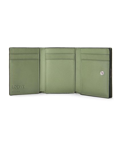 Loewe Leather Anagram Trifold Wallet - Green