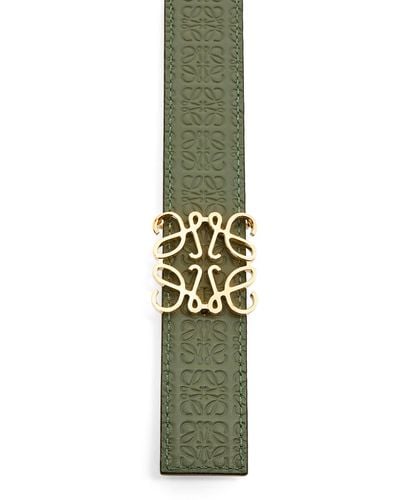 Loewe Luxury Reversible Repeat Belt In Silk Calfskin - Green