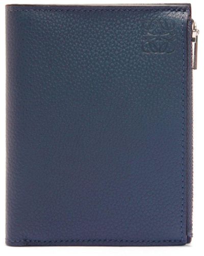 Loewe Slim Compact Wallet In Soft Grained Calfskin - Blue