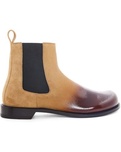Loewe Campo Chelsea Boot In Suede Calfskin - White